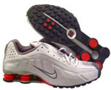 Nike shox R4 Prata, Vermelho e Branco